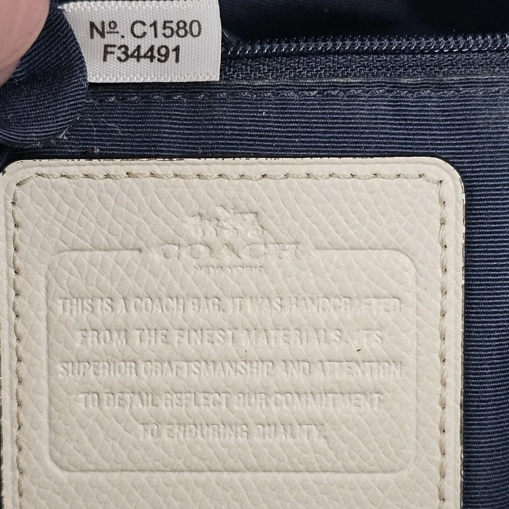 COACH Cora Crossgrain Domed Satchel F34491 Midnight/Chalk + Hang Tag *NO STRAP
